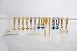 Dangle drop earrings with gold hoops