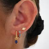 Blue Marquise Hoop Earrings Gold