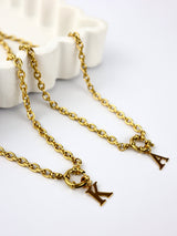 Rosetta Bold Chain A-Z Letter Pendant Necklace - Stainless Steel