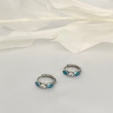 Turquoise Silver Huggie Hoop Earrings