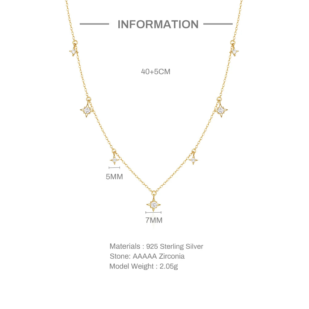 Diamond Star Pendant Dainty Gold Necklace