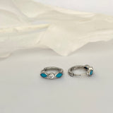 Turquoise Silver Huggie Hoop Earrings