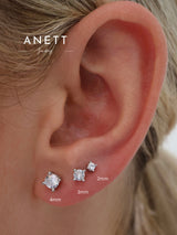 4 Prong Diamond Cubic Stud Earrings 2mm,3mm,4mm SILVER