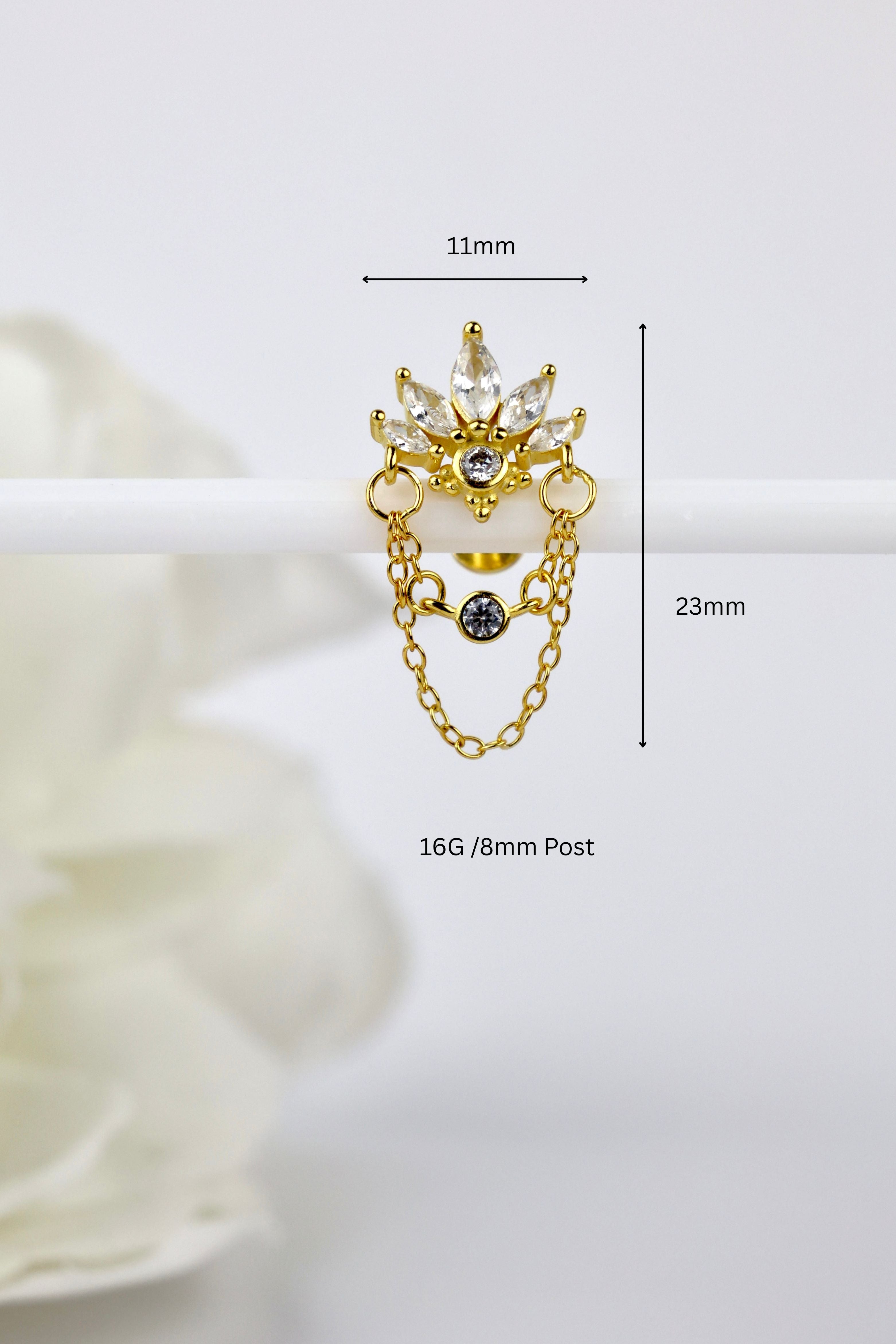 Rashi Screw Flat Back Helix Stud Earring Gold- 1 piece