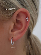 Alvina Stainless Steel Pave Hoop Earrings- Silver 10mm