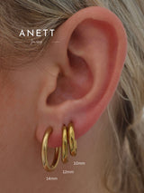 Basic Stainless Steel Hoop Earrings- Gold 14mm