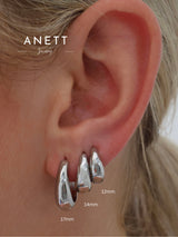 Lucy Teardrop Hoop Earrings 12mm, 14mm, 17mm - Silver