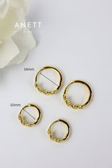 Primrose Flower Huggie Hoop Earrings- Silver