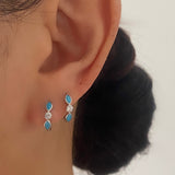 Turquoise Silver Huggie Hoop Earrings