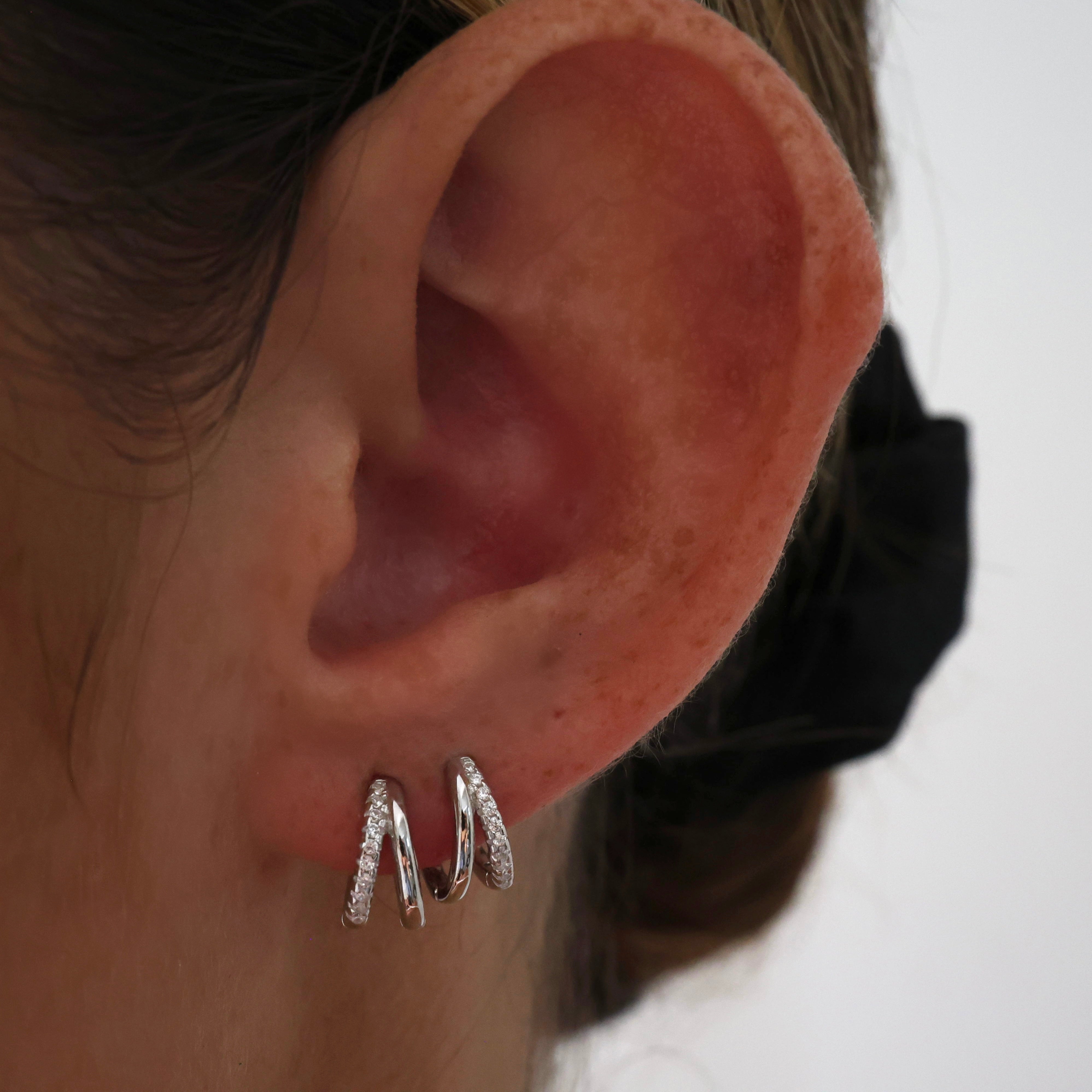 Elle Double Huggie Hoop Earrings SILVER