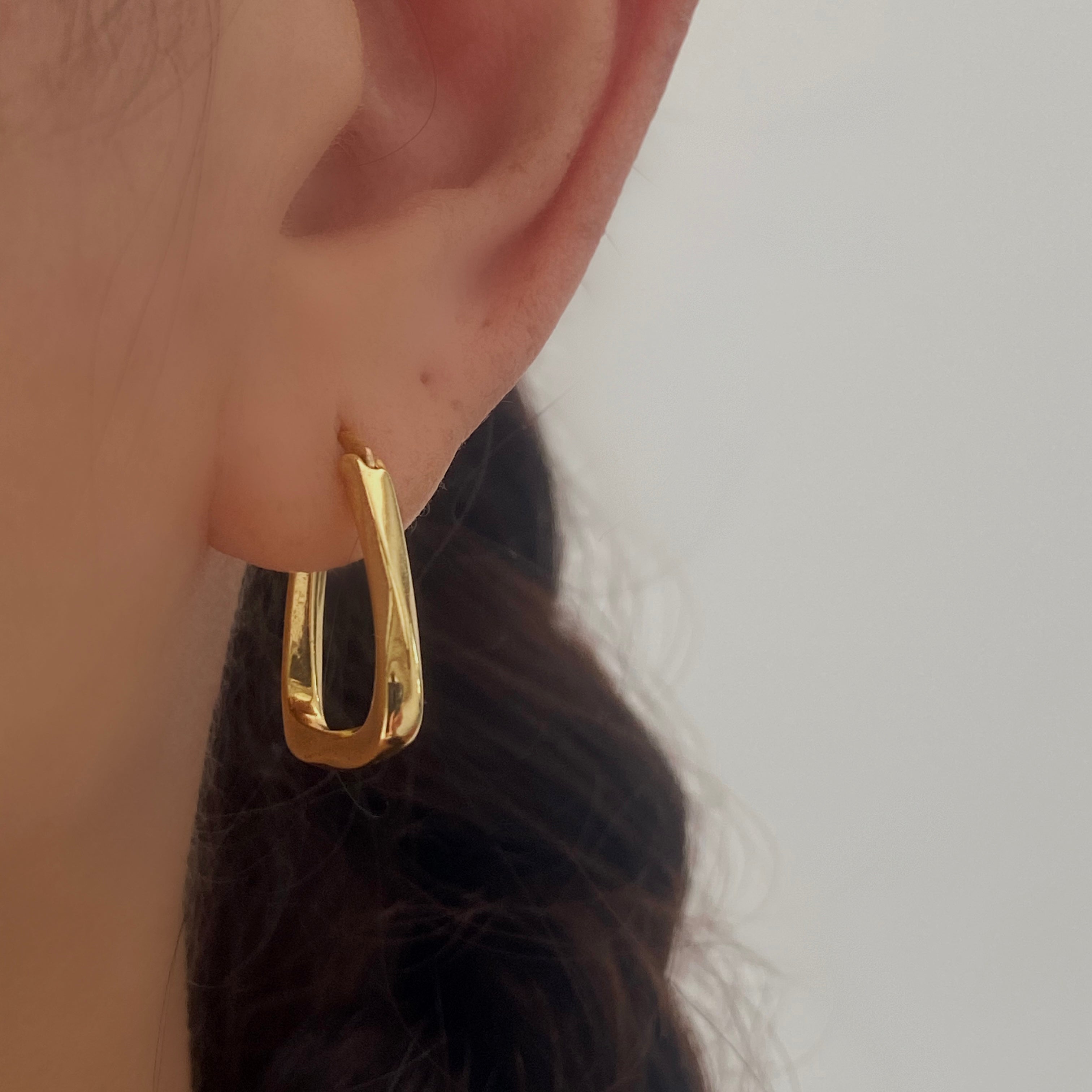 Twisted Square Gold Hoop Earrings