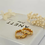 Twist CZ Pave Gold Hoop Earrings
