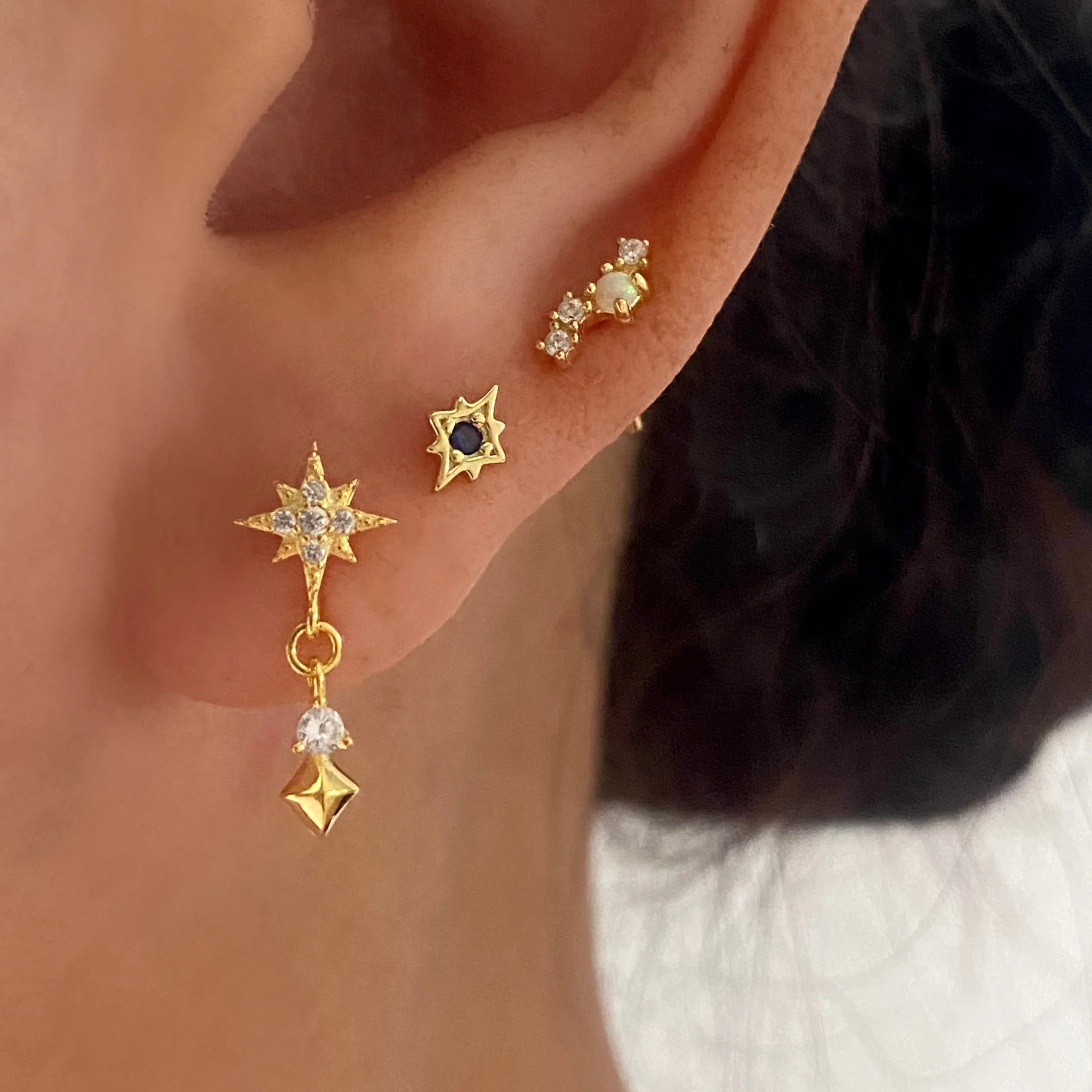 Ginger Cubic Drop Stud Earrings GOLD - Sterling Silver