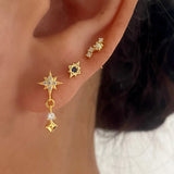 Ginger Cubic Drop Stud Earrings GOLD - Sterling Silver