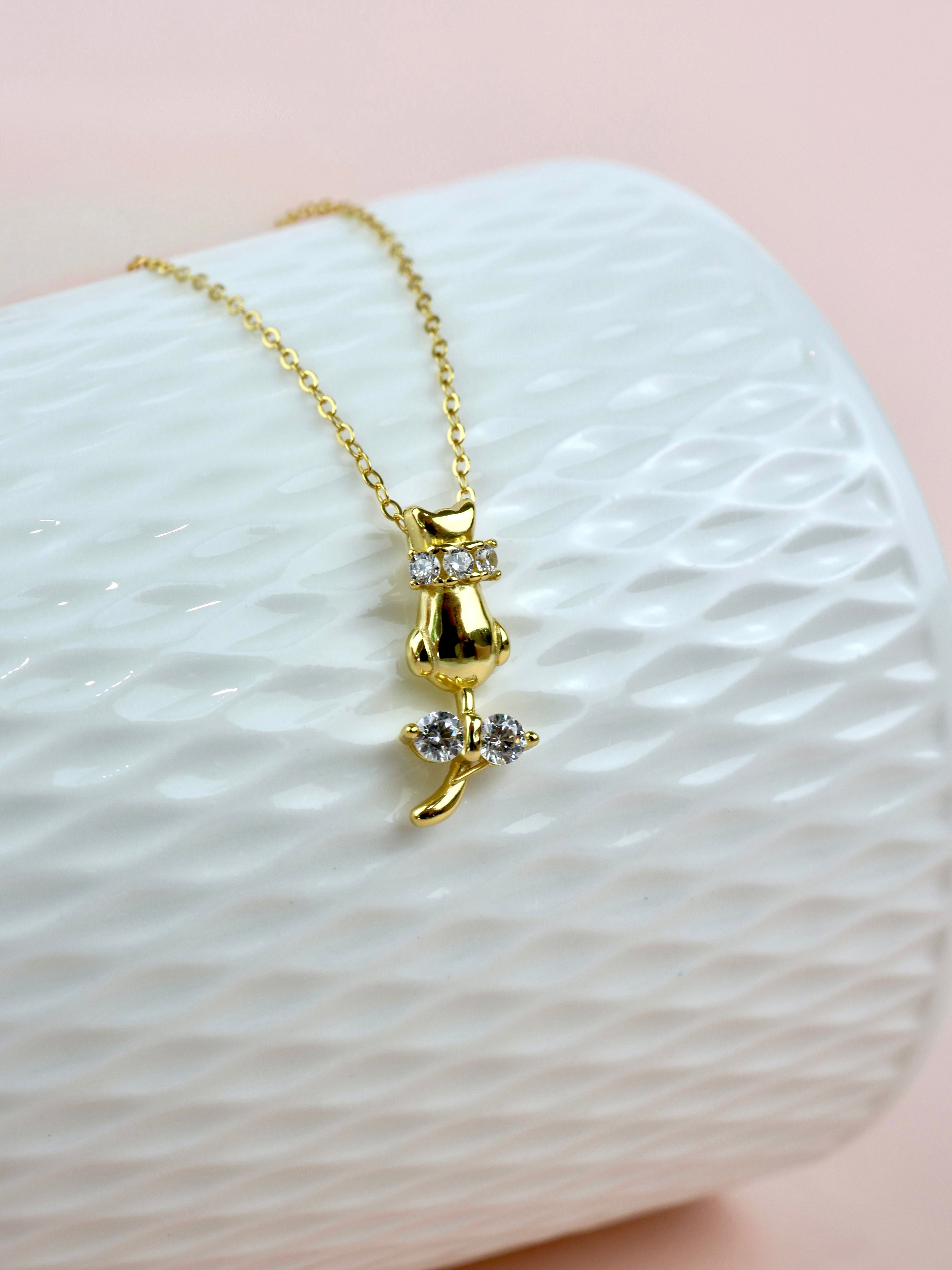 Pussycat Sterling Silver Necklace - Gold