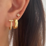 T Cubic Huggie Hoops Gold