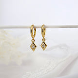 Diamond Rhombus Gold Dangle Earrings