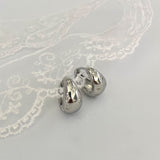 Celestial Chunky Silver Water droplet Hoop Earring