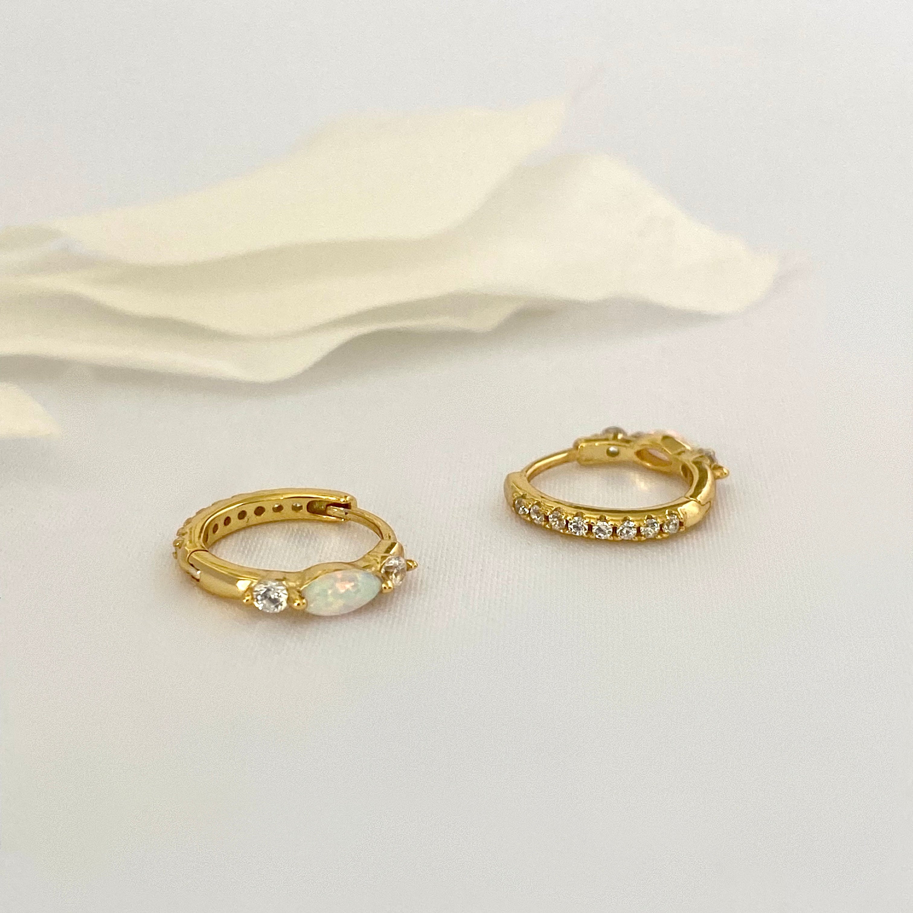 White Opal Gold Hoop