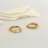 White Opal Gold Hoop