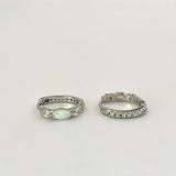 White Opal Silver Hoop