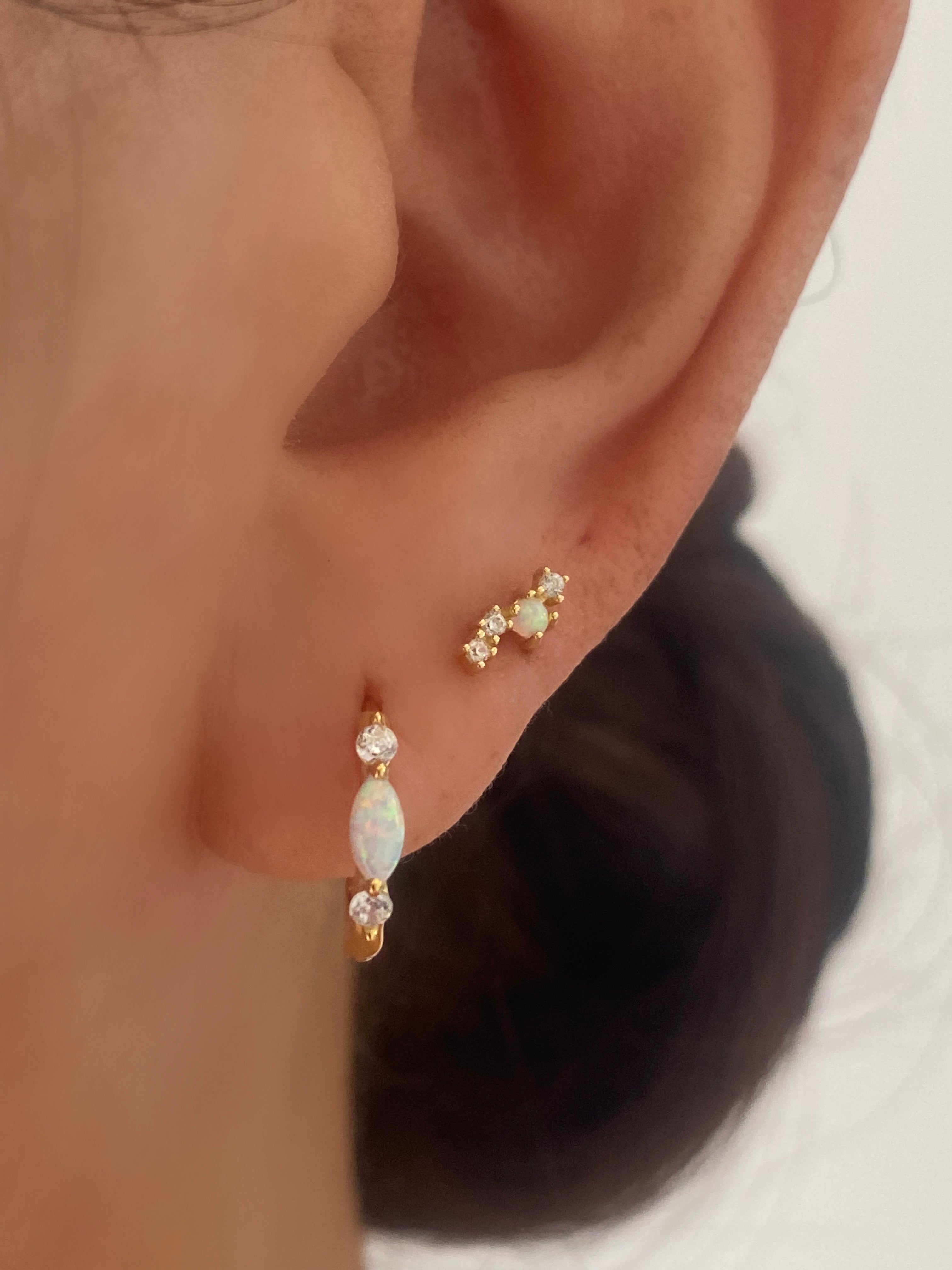 White Opal Gold Hoop