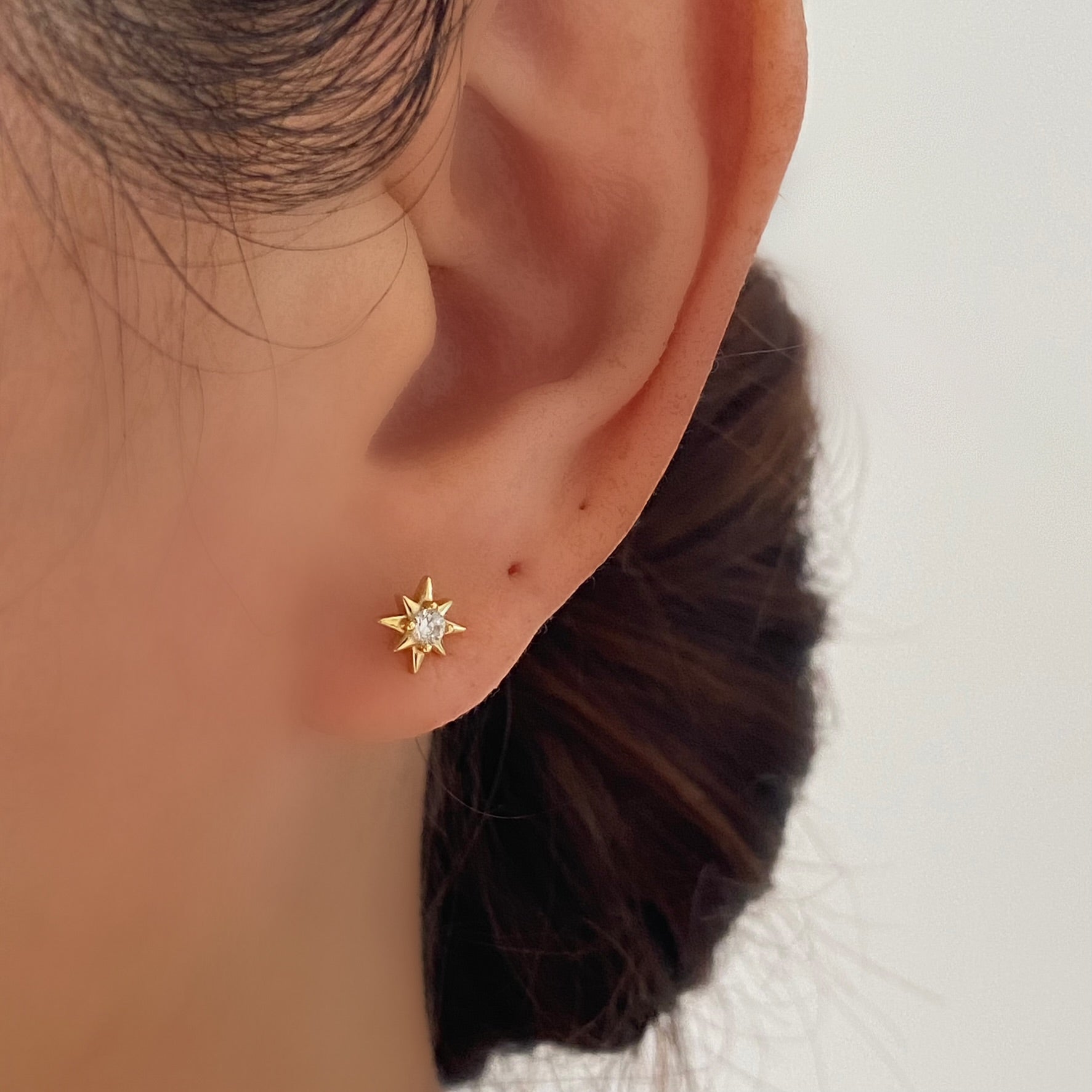 925 Sterling Silver Starburst Gold Stud Earrings