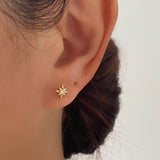 925 Sterling Silver Starburst Gold Stud Earrings