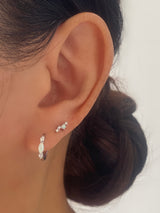 White Opal Silver Hoop