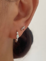 White Opal Silver Hoop