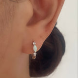 White Opal Silver Hoop