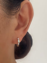 White Opal Silver Hoop