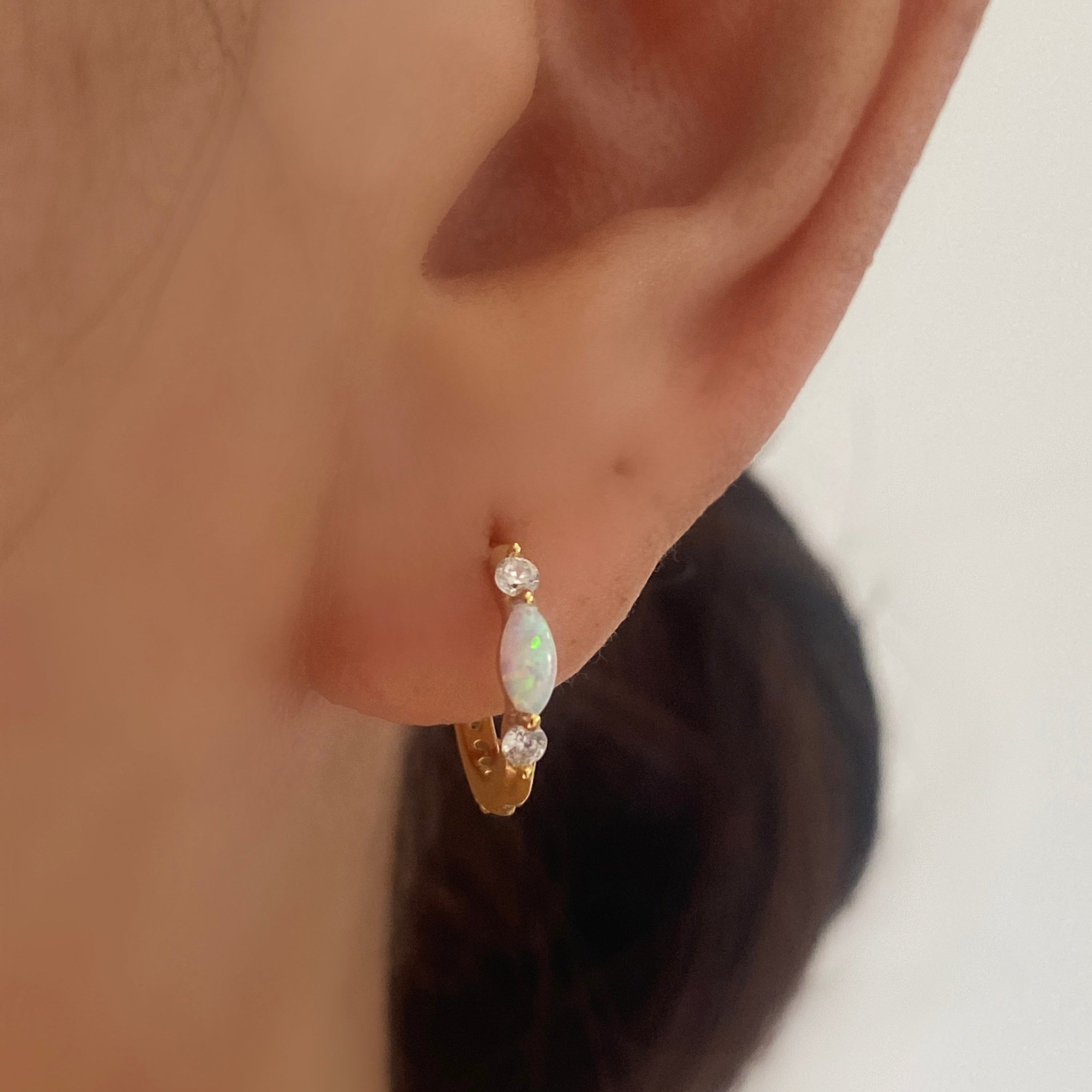 White Opal Gold Hoop