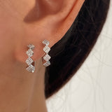 Sterling Silver Hoop Earrings, Sparkle Silver Hoops, 15mm Silver Hoops