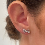 Mira Silver CZ Bow Stud Earring