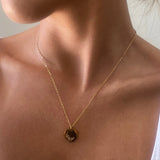 Birth Flower Pendant Gold Necklace - Stainless Steel