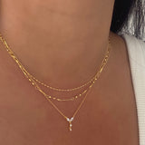 Crystal Pendant Gold Dainty Necklace Sterling Silver