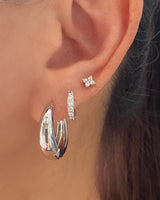 Lucy Teardrop Thick Silver Hoops