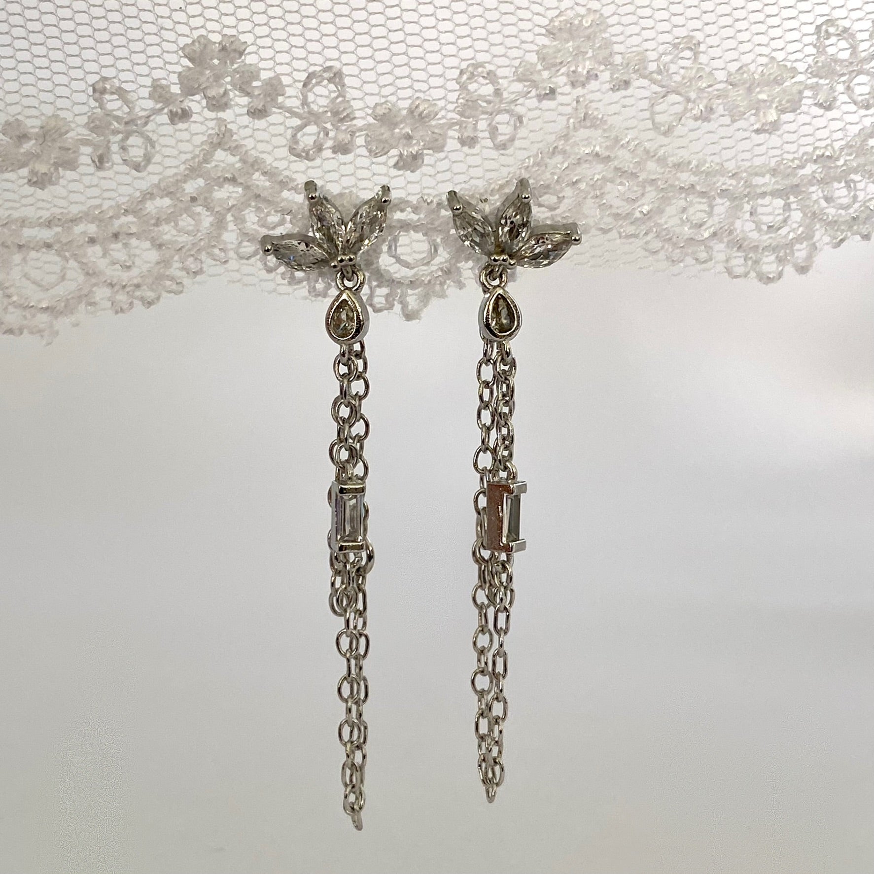 Silver Chain Long Tassel Earrings Style B