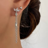 Silver Chain Long Tassel Earrings Style B