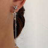 Silver Chain Long Tassel Earrings Style A