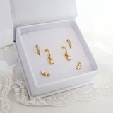 Megan Dangle GOLD Earring 3 Pair Set Sterling Silver