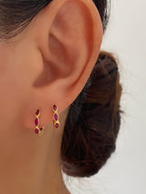 Pink Marquise Gold Hoop Earrings