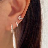 Textured Silver Hoop Earrings, 925 Sterling Silver