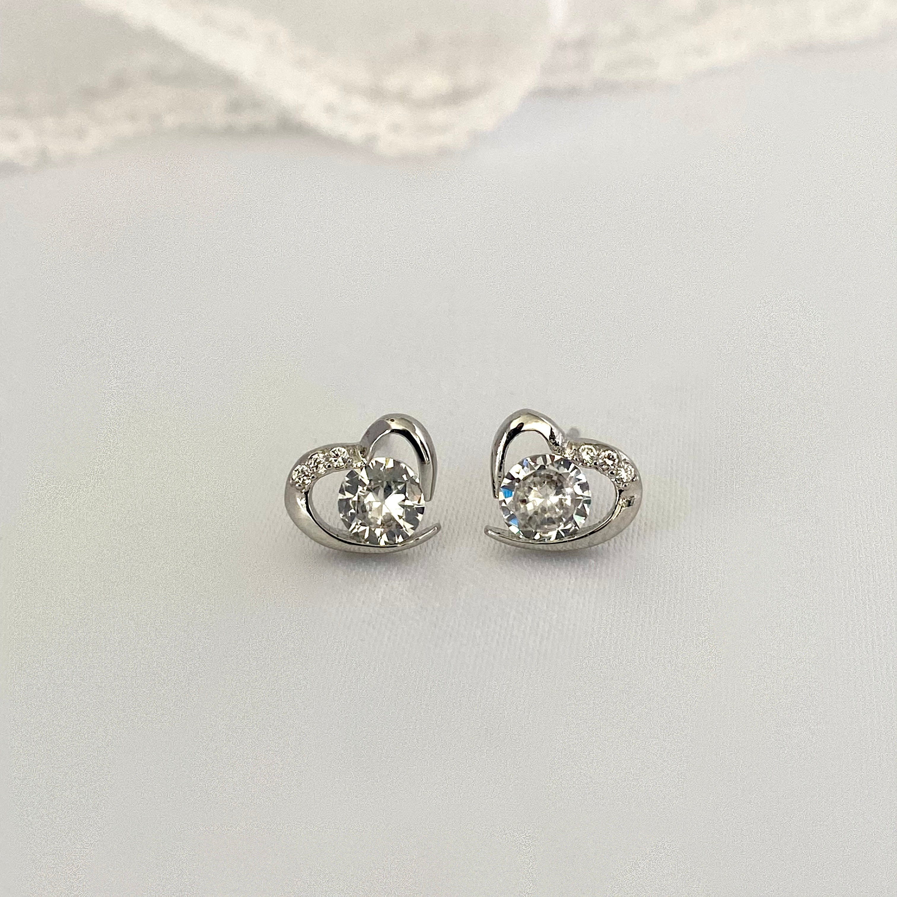 Silver Love Heart Stud Earring