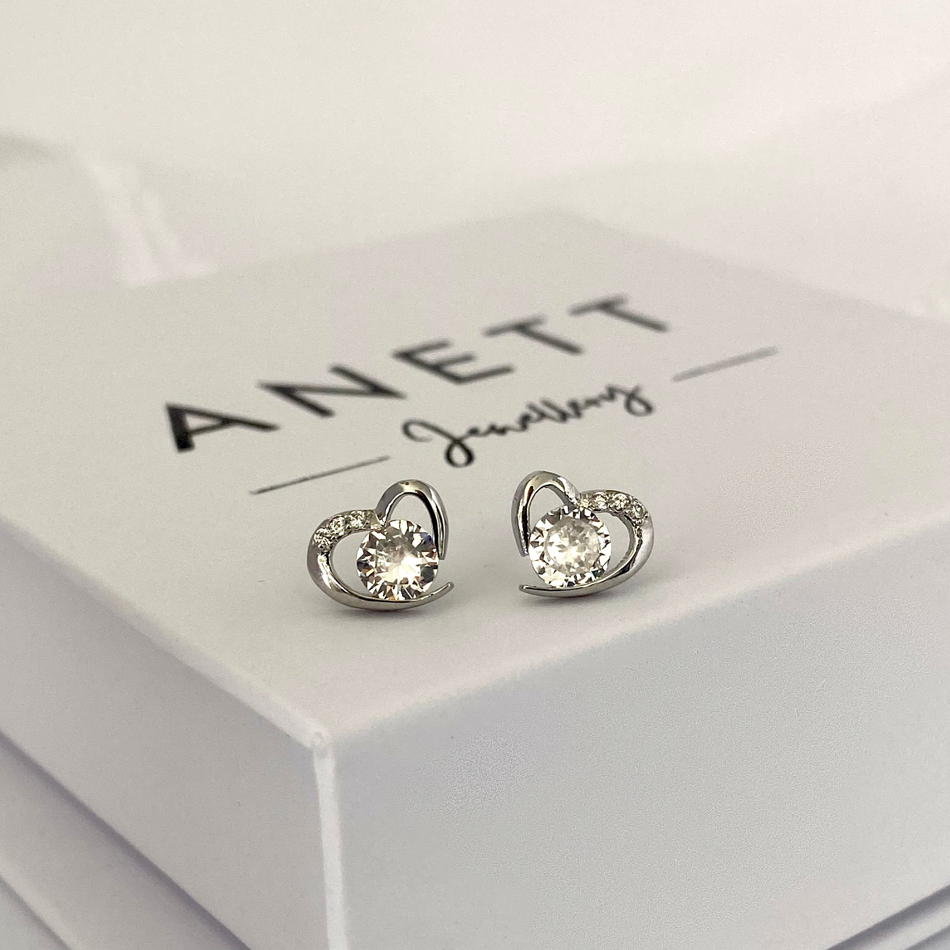 Silver Love Heart Stud Earring