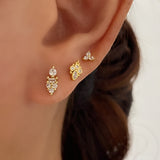 Baroque Cubic Stud Earrings GOLD
