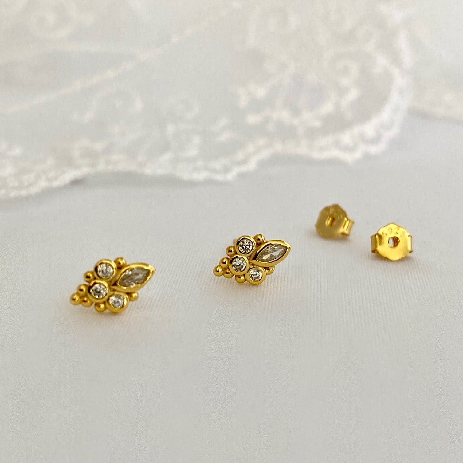 Baroque Cubic Stud Earrings GOLD