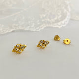 Baroque Cubic Stud Earrings GOLD
