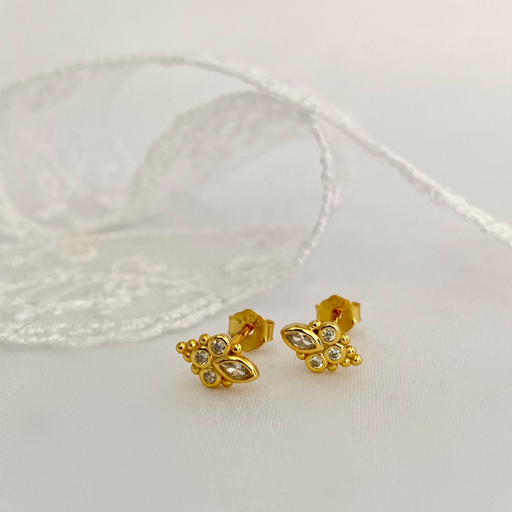 Baroque Cubic Stud Earrings GOLD